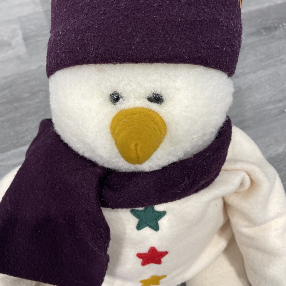 Vintage Large‎ 30 Inches Tall Plush Stuffed Snowman Three Stars